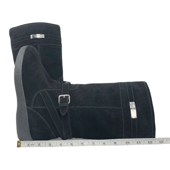 Coach Black Tallulah Suede Leather Winter Boots Size 7 - Picture 5 of 6